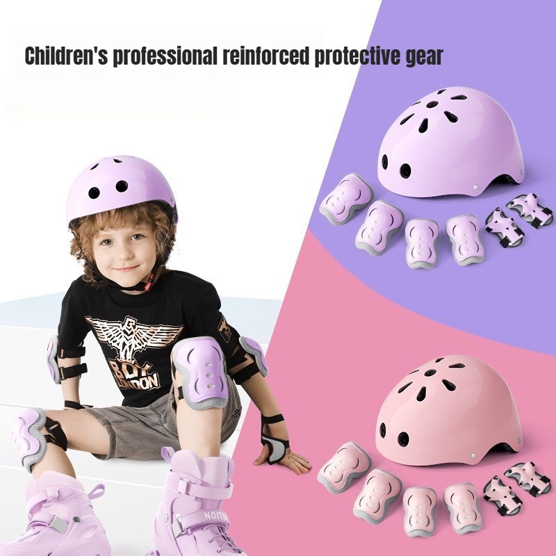 Cycling Gear For Kids - 7개/세트 어린이용(3-10세) 손목 보호대, 무릎 보호대,